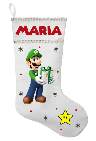 Personalized Super Mario Bros Christmas Stocking sold by Violette Skeptic, SKU 93120203