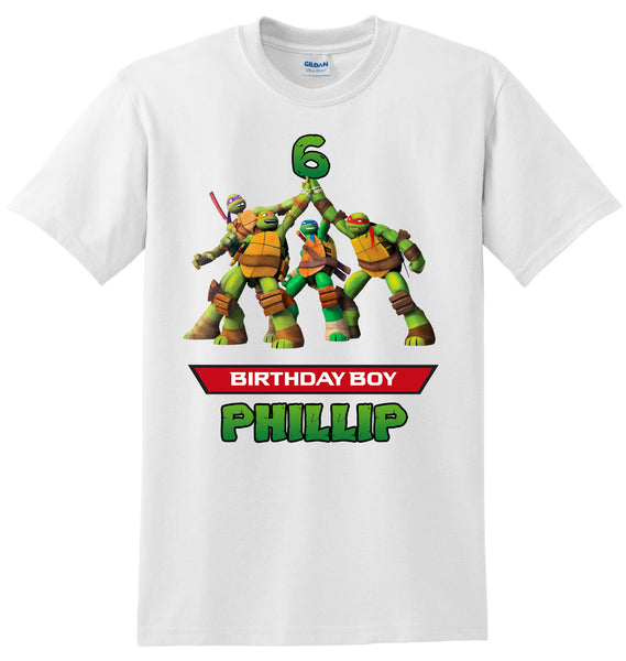 Personalized Name Age Ninja Turtle Birthday Shirt Onesis Kid Youth V-neck  Unisex - For Me Online Shop