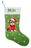 Yorkie Puppy Christmas Stocking, Custom Yorkie Puppy Stocking, Personalized Yorkie Puppy Christmas Gift