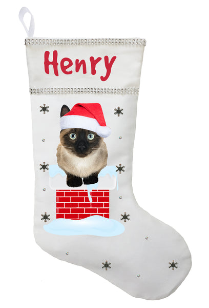 Siamese Cat Christmas Stocking, Personalized Siamese Cat Stocking, Sia ...